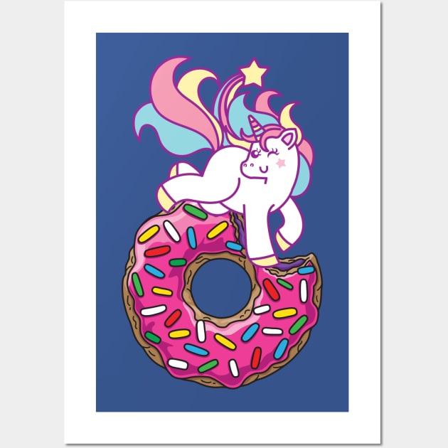 Unicorn & donut Wall Art by Plushism